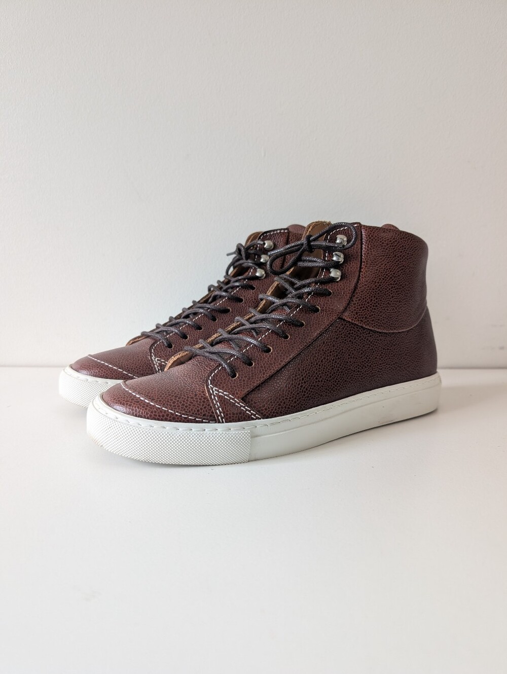 The Generic Man, Men’s Hi-Top Sneaker, Brown Leather Size 8/41